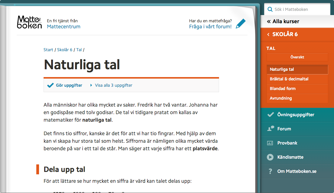 Matteboken.se - sidor i en bok och en meny brevid.